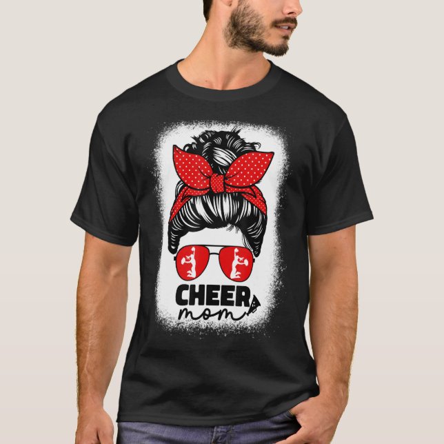 Cute Cheer Mom For Women Cheerleader Mom Red Messy T-Shirt (Front)