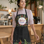 Cute Cheerful Baker Floral Apron<br><div class="desc">Bakers Say it with Flours. This Modern Floral Wreath design wih honey wheat and pomegranates is a beautiful way to say thanks to your favorite Baker or Chef. The dramatic black background makes the colors really pop. Show your love and appreciation and make your favorite baker smile. TIP: bundle this...</div>