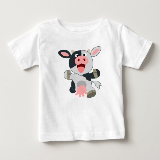 Cute Cheerful Cartoon Cow Baby T-shirt (Front)