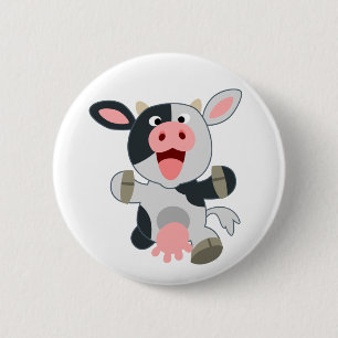 Cute Cheerful Cartoon Cow Button