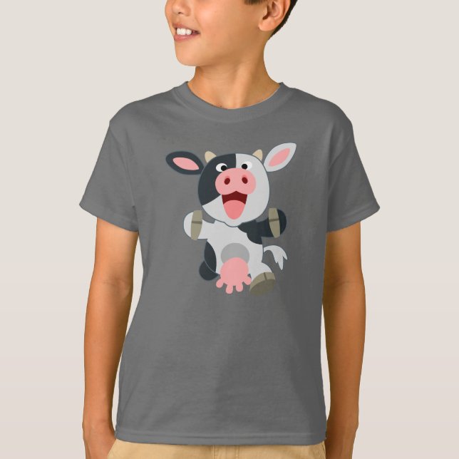 Cute Cheerful Cartoon Cow Children T-shirt (Front)