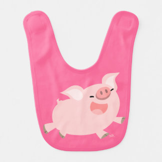 Cute Cheerful Cartoon Pig Baby Bib