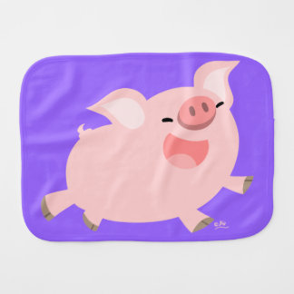 Cute Cheerful Cartoon Pig Burp Cloth