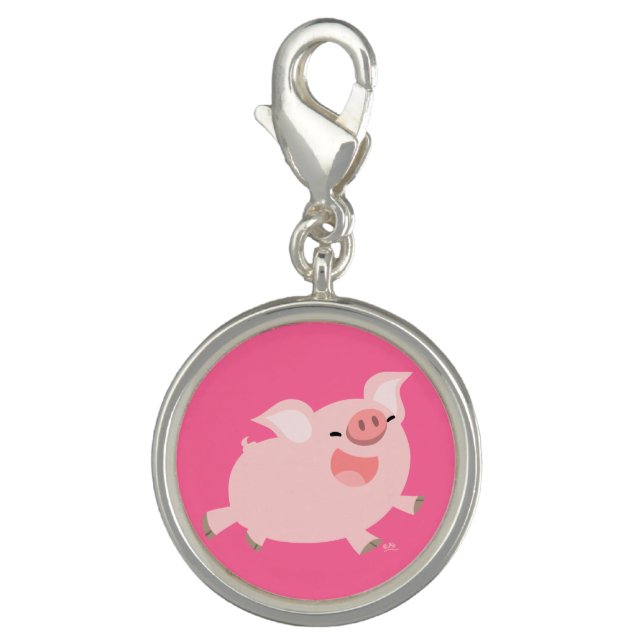 Cute Cheerful Cartoon Pig Charm (Front)