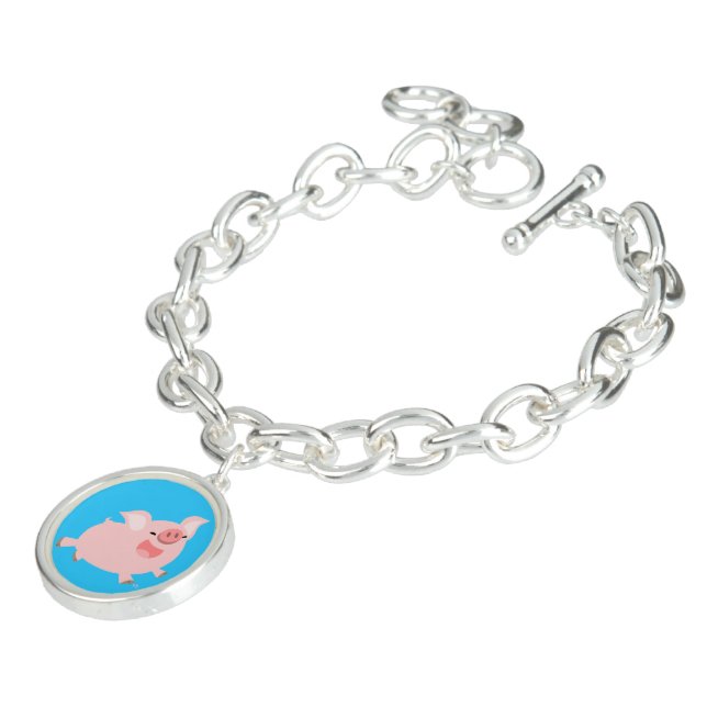 Cute Cheerful Cartoon Pig Charm Bracelet (Side)