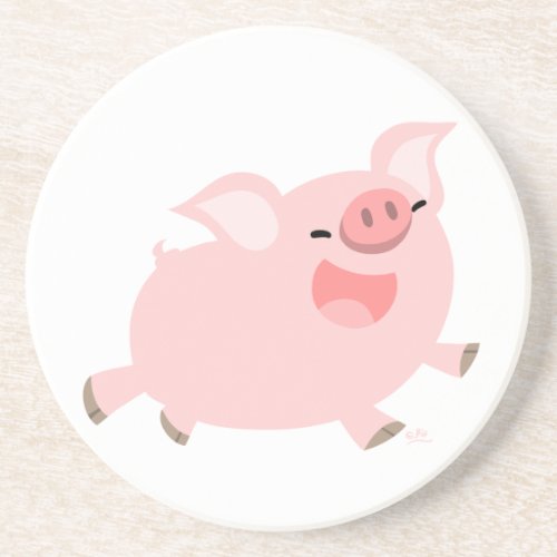 Cute Cheerful Cartoon Pig Coaster