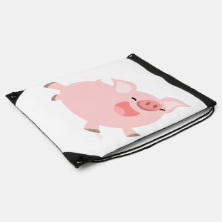 Cute Cheerful Cartoon Pig Drawstring Backpack