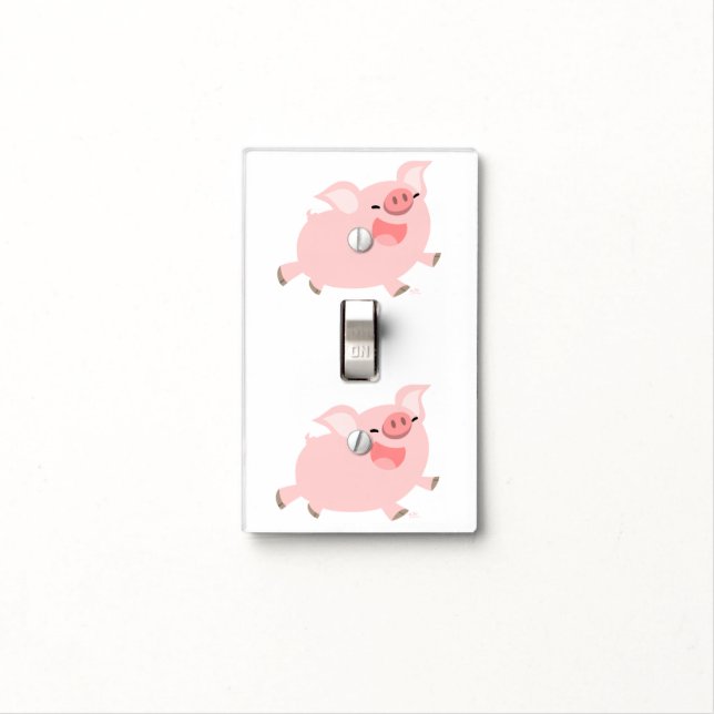 Cute Cheerful Cartoon Pig Light Switch Cover (In Situ)