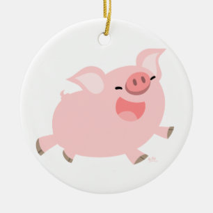 Cute Cheerful Cartoon Pig Ornament