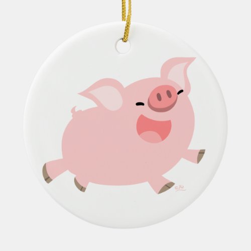 Cute Cheerful Cartoon Pig Ornament