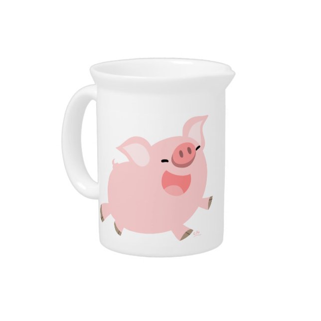 Cute Cheerful Cartoon Pig Pitcher (Left)