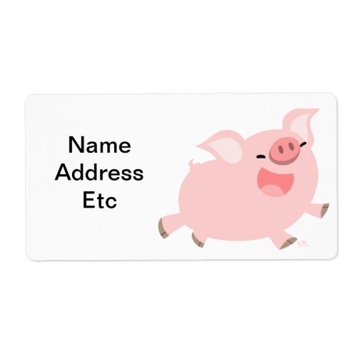 Cute Cheerful Cartoon Pig Shipping Label