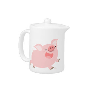 Cute Cheerful Cartoon Pig Teapot