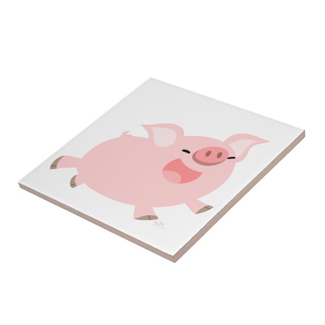 Cute Cheerful Cartoon Pig Tile (Side)