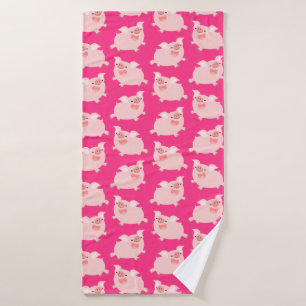 Cute Cheerful Cartoon Pigs Pattern Bath Towel