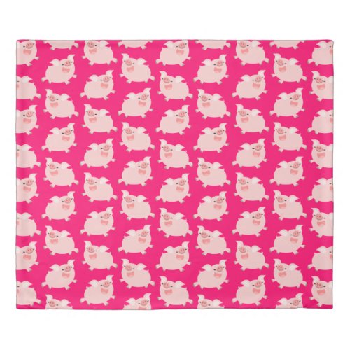 Cute Cheerful Cartoon Pigs Pattern Duvet Cover