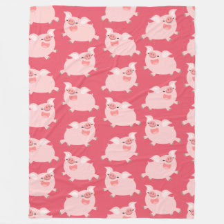 Cute Cheerful Cartoon Pigs Pattern Fleece Blanket