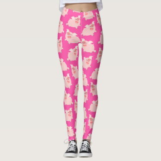 Cute Cheerful Cartoon Pigs Pattern Leggings