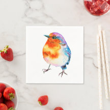Cute Cheerful Christmas Robin Watercolor