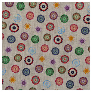 Cute Cheerful Colorful Boho Christmas Pattern Fabric