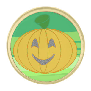Cute Cheerful Harvest Pumpkin Orange Gold Finish Lapel Pin