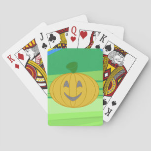 Cute Cheerful Harvest Pumpkin Orange Halloween Poker Cards