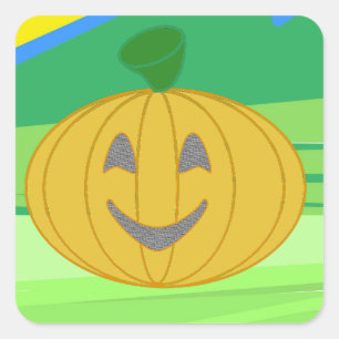 Cute Cheerful Harvest Pumpkin Orange Square Sticker