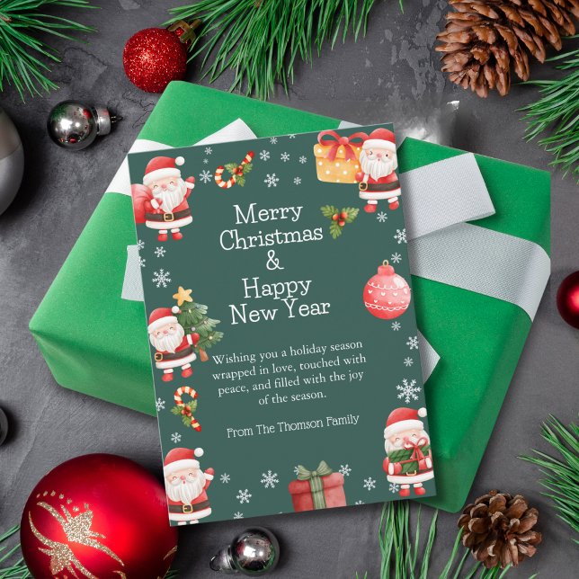 Cute Cheerful Red Santa Claus Christmas Holiday Card (Creator Uploaded)
