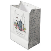 Cute Cheerful Roses Floral Teapot Bridal Shower Medium Gift Bag (Front Angled)