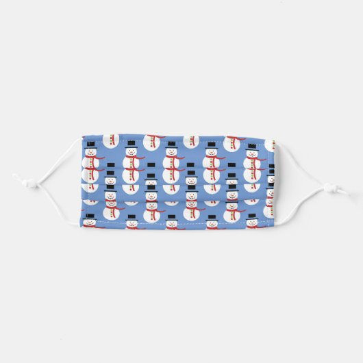 Cute Cheerful Snowman Pattern Adult Cloth Face Mask (Front, Folded)