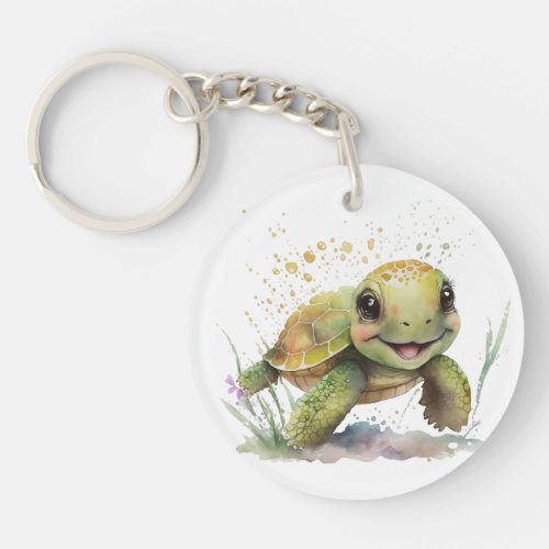 Cute Cheerful Tortoise Acrylic Keychain