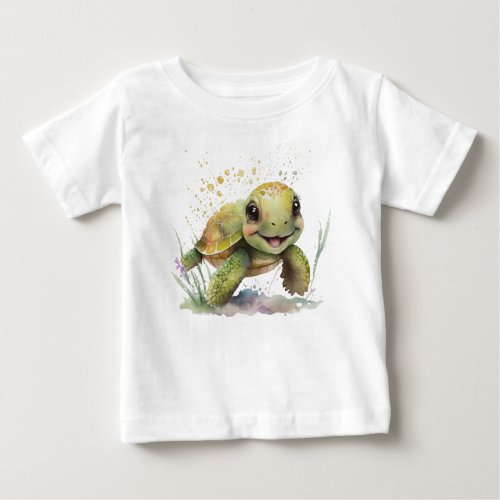 Cute Cheerful Tortoise Baby Fine Jersey T_shirt