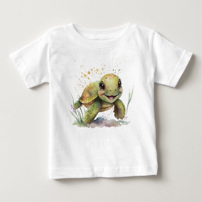 Cute Cheerful Tortoise Baby Fine Jersey T-shirt