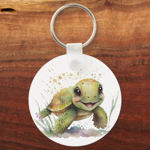 Cute Cheerful Tortoise Keychain
