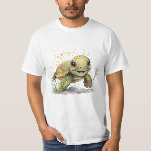 Cute Cheerful Tortoise Mens T_Shirt