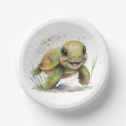 Cute Cheerful Tortoise Paper Bowls