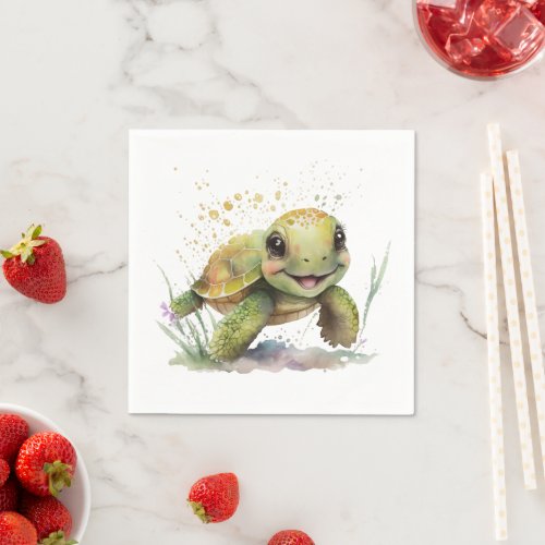 Cute Cheerful Tortoise Paper Napkins