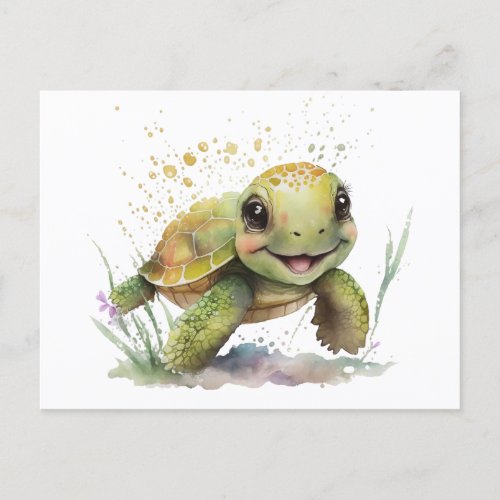 Cute Cheerful Tortoise Postcard