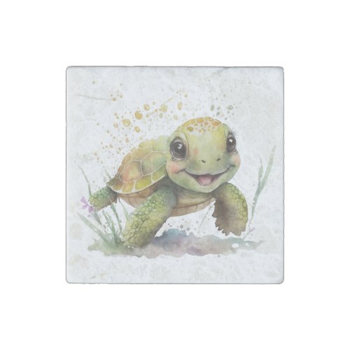 Cute Cheerful Tortoise Stone Magnet