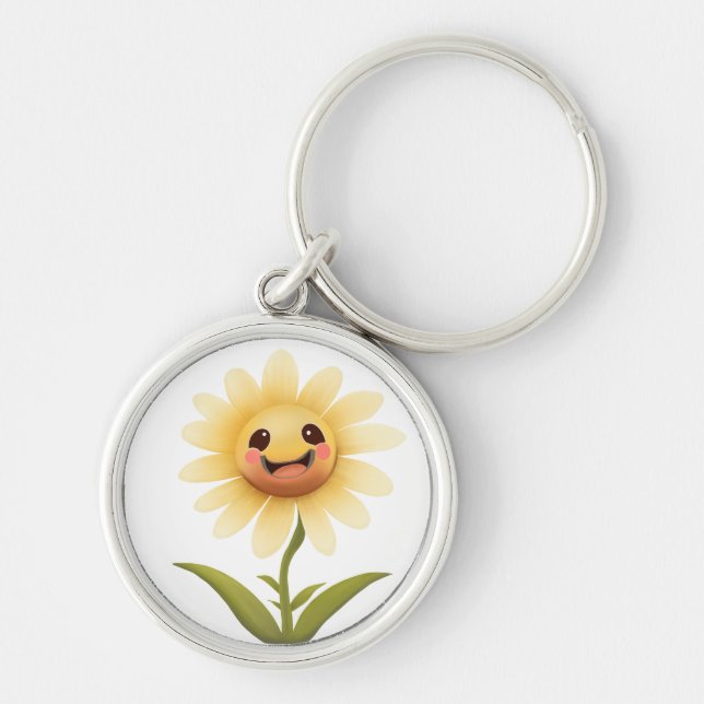 Cute Cheerful Yellow Flower Keychain (Front)