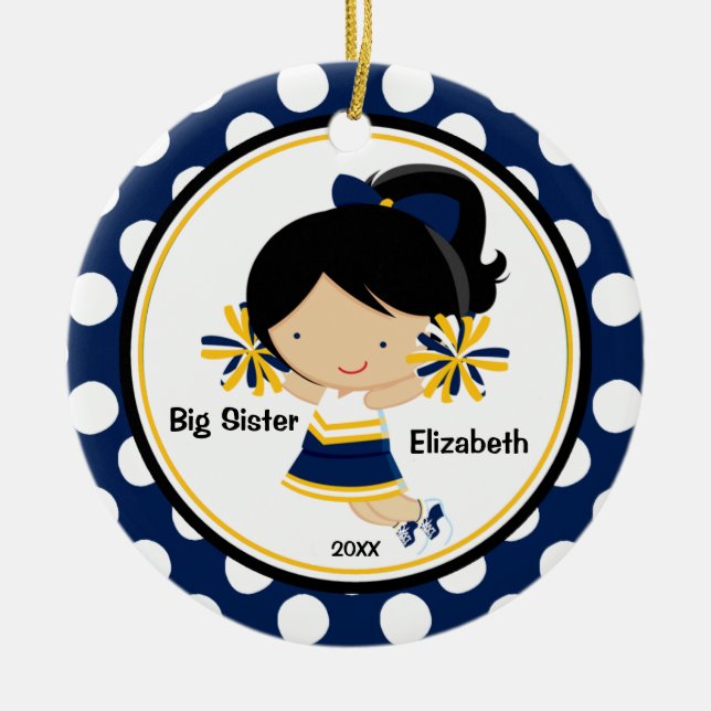 Cute Cheerleader Big Sister Christmas Ornament (Front)