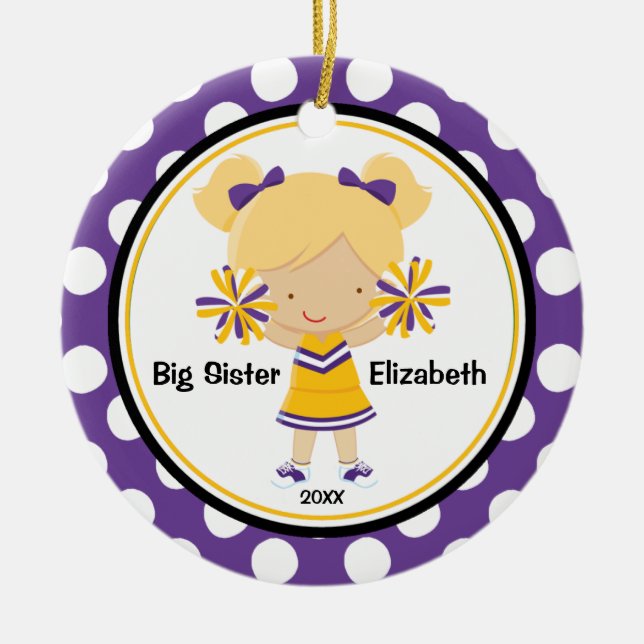 Cute Cheerleader Big Sister Christmas Ornament (Front)