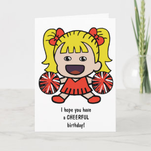 Cute Cheerleader Birthday Card for Girls