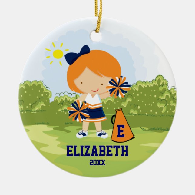 Cute Cheerleader Christmas Ornament (Front)