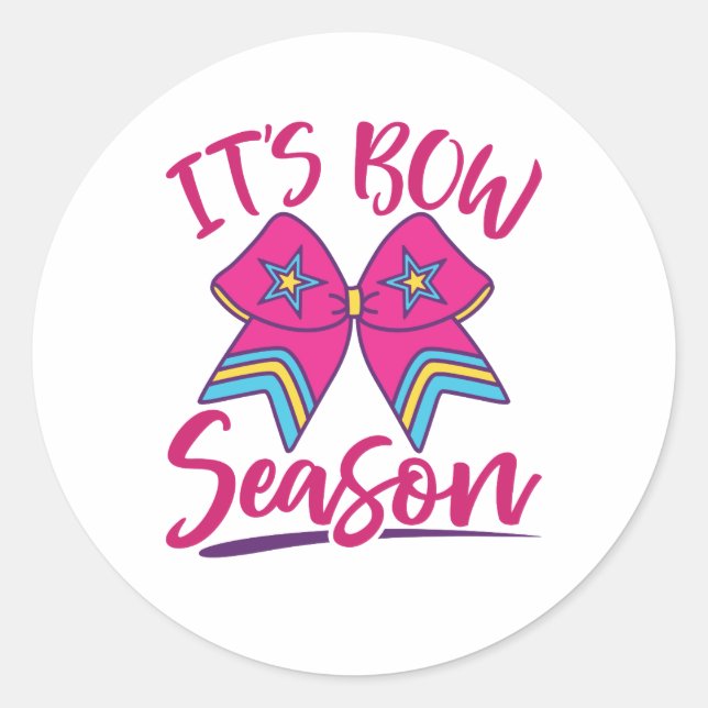 Cute Cheerleader Coquette Bow Cheer Season Classic Round Sticker (Front)