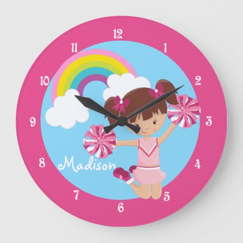 Cute Cheerleader Custom Girls Room Cheerleading Large Clock