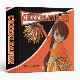 Cute Cheerleader Girl in Orange 3 Ring Binder