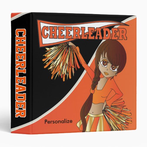 Cute Cheerleader Girl in Orange 3 Ring Binder