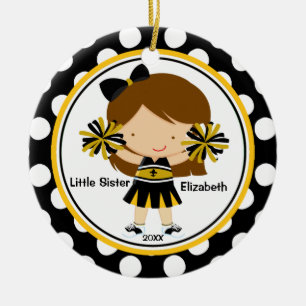 Cute Cheerleader Little Sister Christmas Ornament