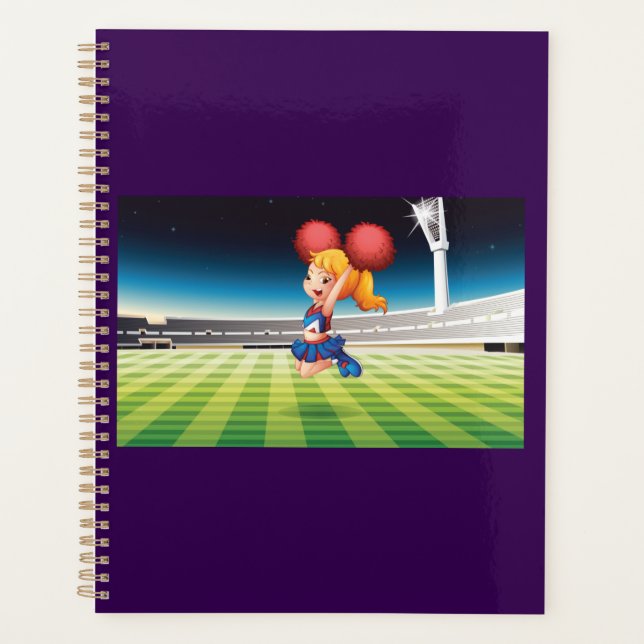 Cute Cheerleader on Sports Field Planner (Front)
